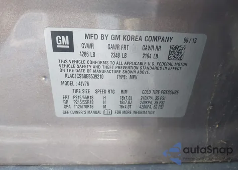 2014 Buick Encore Leather z USA, uszkodzony, nr VIN KL4CJCSB8EB539210